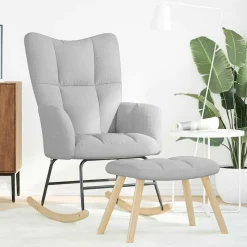Stoelen*vidaXL Schommelstoel met voetenbank stof wolk grijs Wolkengrijs