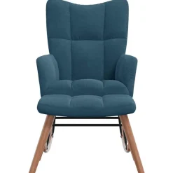 Stoelen*vidaXL Schommelstoel met krukje fluweel Blauw