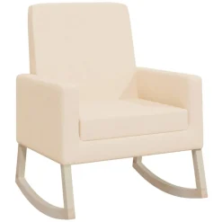 Stoelen*vidaXL Schommelstoel stof crèmekleurig Cr&egrave;me