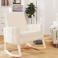 Stoelen*vidaXL Schommelstoel stof crèmekleurig Cr&egrave;me