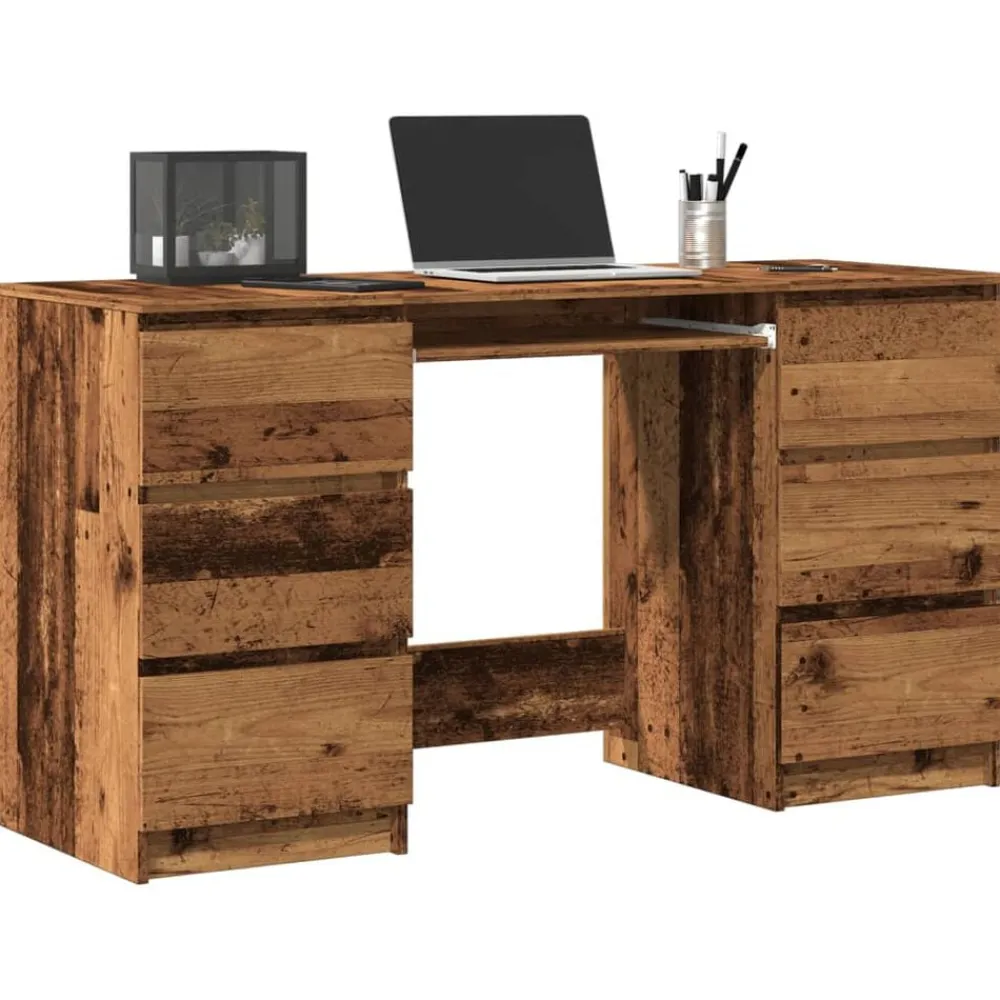Kantoormeubelen*vidaXL Schrijftafel 140x50x77 cm bewerkt hout kleurig Oud hout
