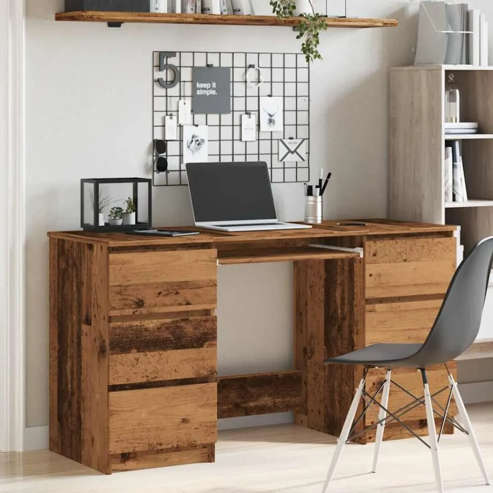 Kantoormeubelen*vidaXL Schrijftafel 140x50x77 cm bewerkt hout kleurig Oud hout