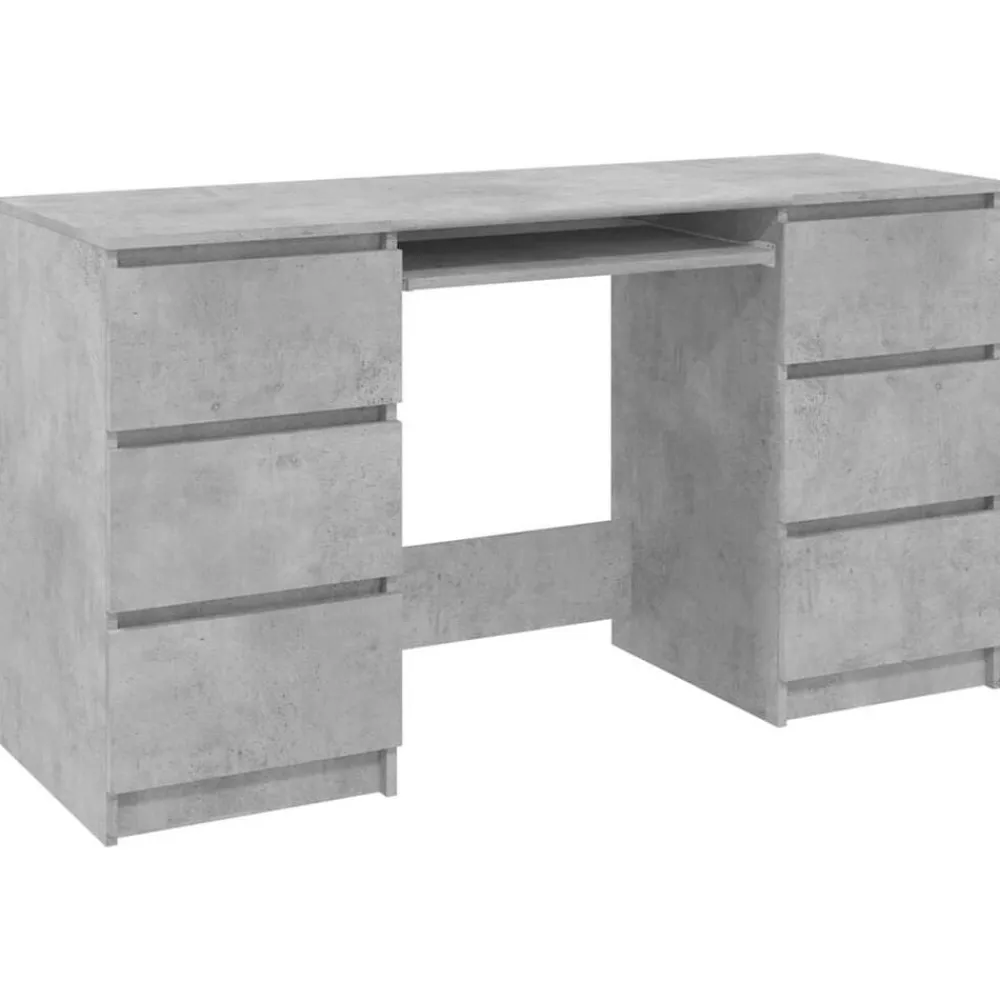 Kantoormeubelen*vidaXL Schrijftafel 140x50x77 cm bewerkt hout Betongrijs