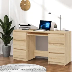 Schrijftafel 140x50x77 cm bewerkt hout kleurig>vidaXL Sale