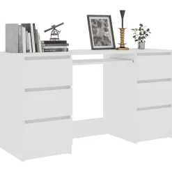 Kantoormeubelen*vidaXL Schrijftafel 140x50x77 cm bewerkt hout Wit
