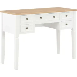 Kantoormeubelen*vidaXL Schrijftafel 109,5x45x77,5 cm hout wit Bruin en wit