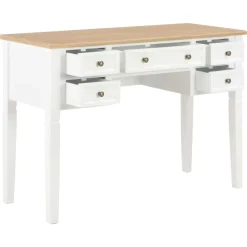 Kantoormeubelen*vidaXL Schrijftafel 109,5x45x77,5 cm hout wit Bruin en wit