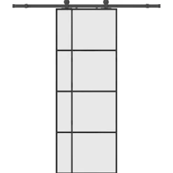 Bouwmaterialen*vidaXL Schuifdeur met beslagset 76x205 cm ESG glas zwart