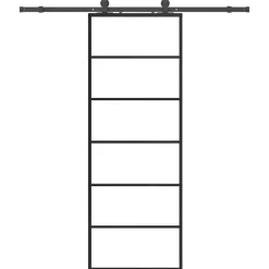 Bouwmaterialen*vidaXL Schuifdeur met beslagset 76x205 cm ESG glas zwart