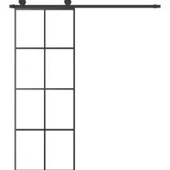 Bouwmaterialen*vidaXL Schuifdeur met beslag 76x205 cm ESG-glas en aluminium