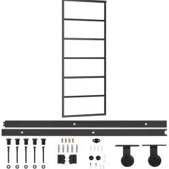 Schuifdeur met beslag 76x205 cm aluminium en ESG-glas>vidaXL