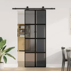 Schuifdeur met beslag 76x205 cm gehard glas en aluminium>vidaXL Outlet