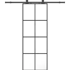 Bouwmaterialen*vidaXL Schuifdeur met beslagset 76x205 cm ESG glas Zwart