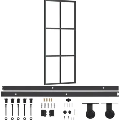 Bouwmaterialen*vidaXL Schuifdeur met beslag 76x205 cm aluminium en ESG-glas