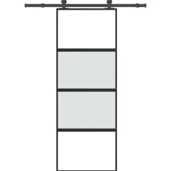 Schuifdeur met beslag 76x205 cm gehard glas en aluminium>vidaXL Hot
