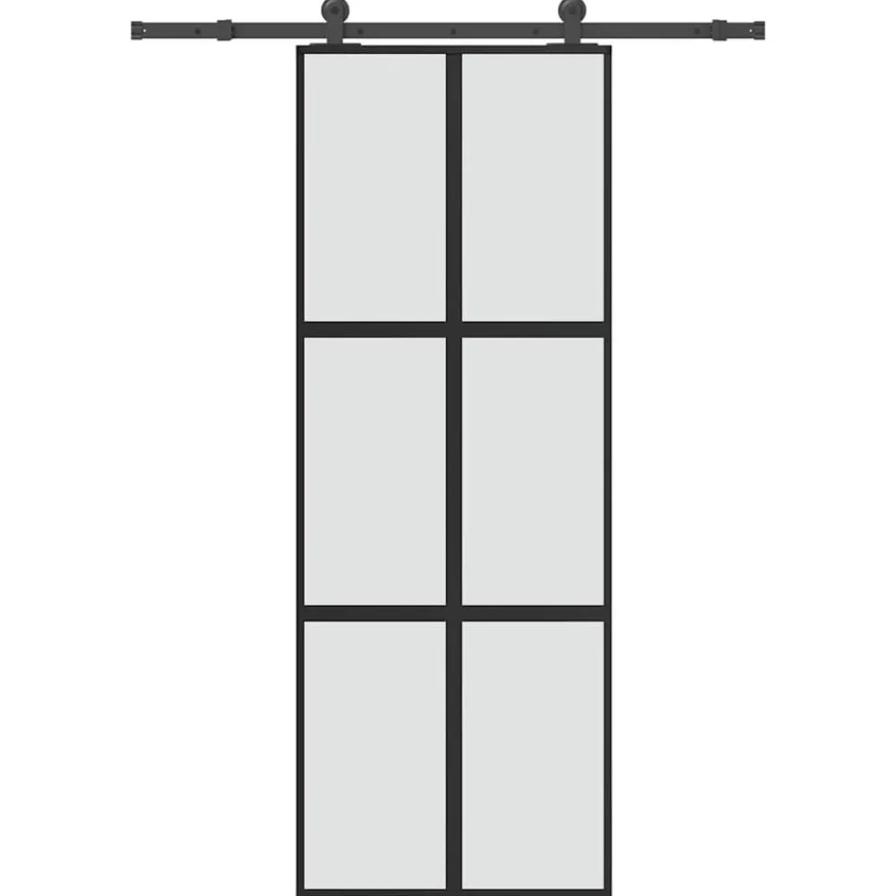 Schuifdeur met beslag 76x205 cm gehard glas en aluminium>vidaXL Best