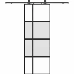 Bouwmaterialen*vidaXL Schuifdeur met beslagset 76x205 cm gehard glas zwart