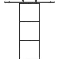 Schuifdeur met beslagset 76x205 cm ESG glas zwart>vidaXL Online