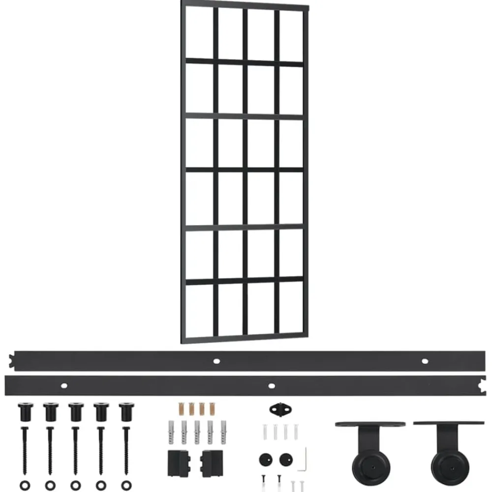 Bouwmaterialen*vidaXL Schuifdeur met beslag 76x205 cm aluminium en ESG-glas