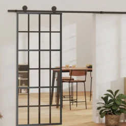 Bouwmaterialen*vidaXL Schuifdeur met beslag 76x205 cm aluminium en ESG-glas