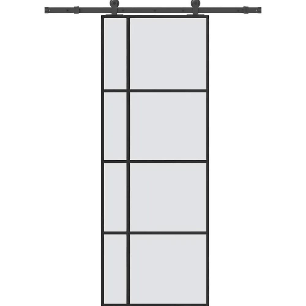 Schuifdeur met beslag 76x205 cm ESG-glas en aluminium>vidaXL Best