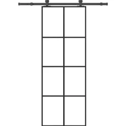 Bouwmaterialen*vidaXL Schuifdeur met beslag 76x205 cm ESG-glas en aluminium
