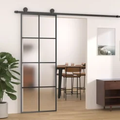 Bouwmaterialen*vidaXL Schuifdeur met beslag 76x205 cm ESG-glas en aluminium