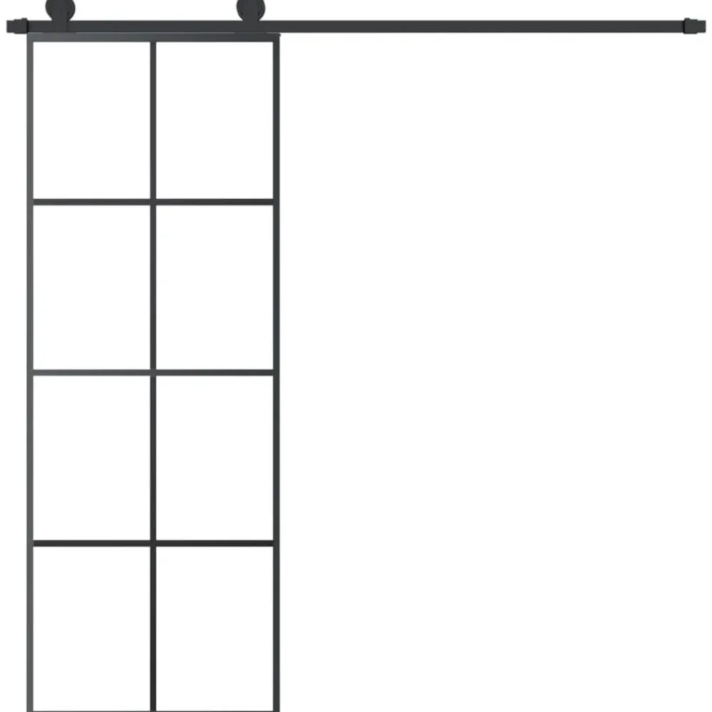 Bouwmaterialen*vidaXL Schuifdeur met beslag 76x205 cm ESG-glas en aluminium