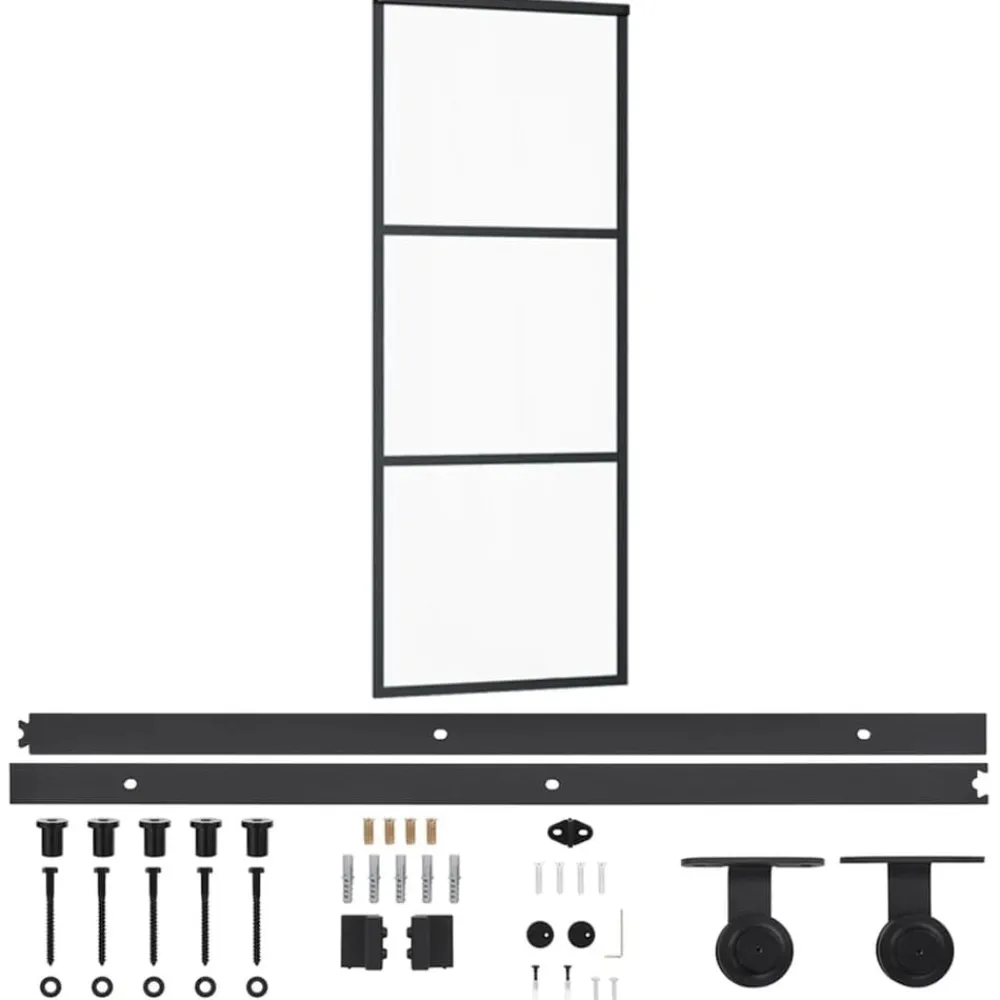 Schuifdeur met beslag 76x205 cm aluminium en ESG-glas>vidaXL New
