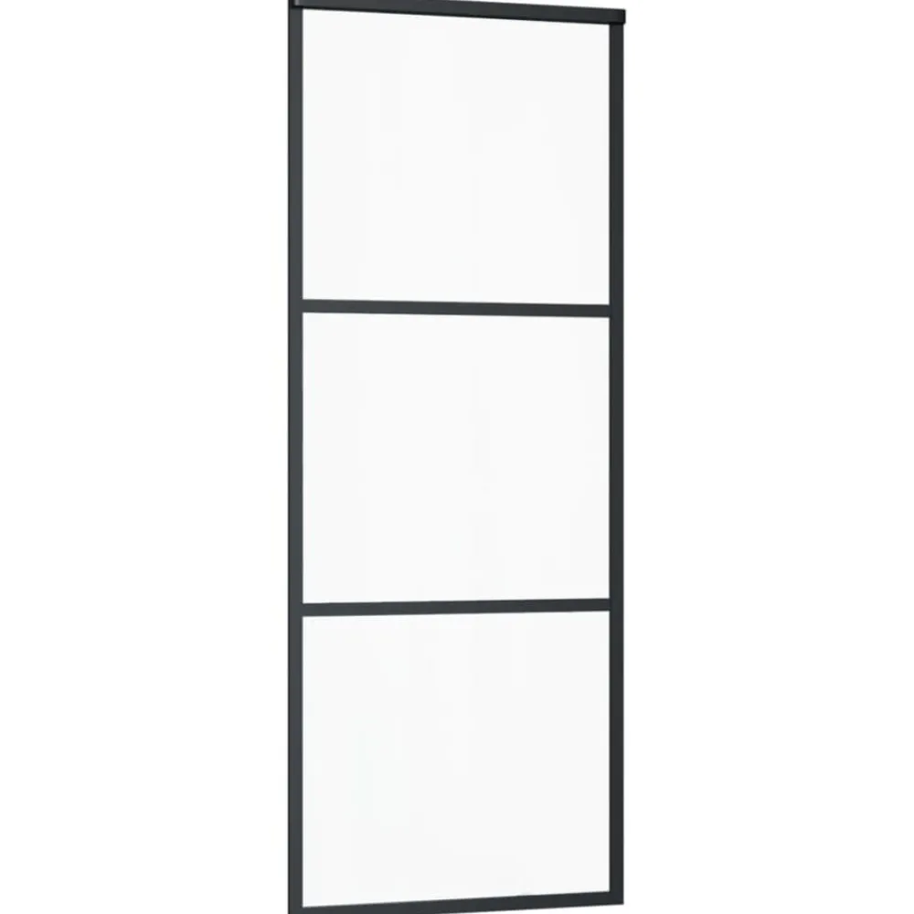 Schuifdeur met beslag 76x205 cm aluminium en ESG-glas>vidaXL New