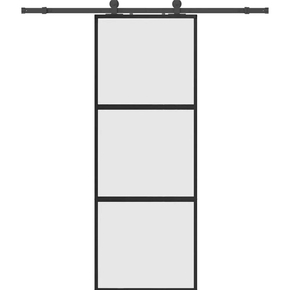 Schuifdeur met beslagset 76x205 cm gehard glas zwart>vidaXL Online