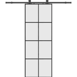 Bouwmaterialen*vidaXL Schuifdeur met beslagset 76x205 cm ESG glas Zwart
