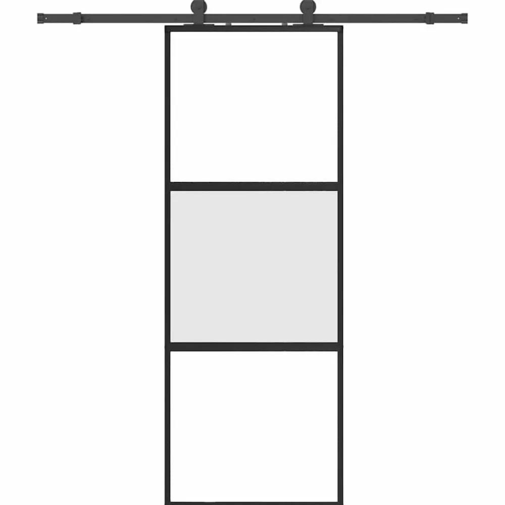 Schuifdeur met beslagset 76x205 cm gehard glas zwart>vidaXL Hot