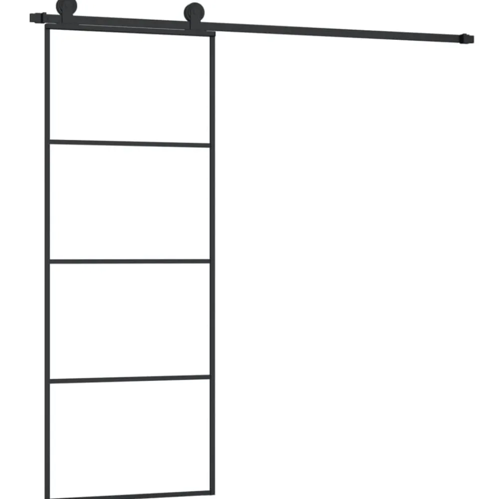 Schuifdeur met beslag 76x205 cm ESG-glas en aluminium>vidaXL New