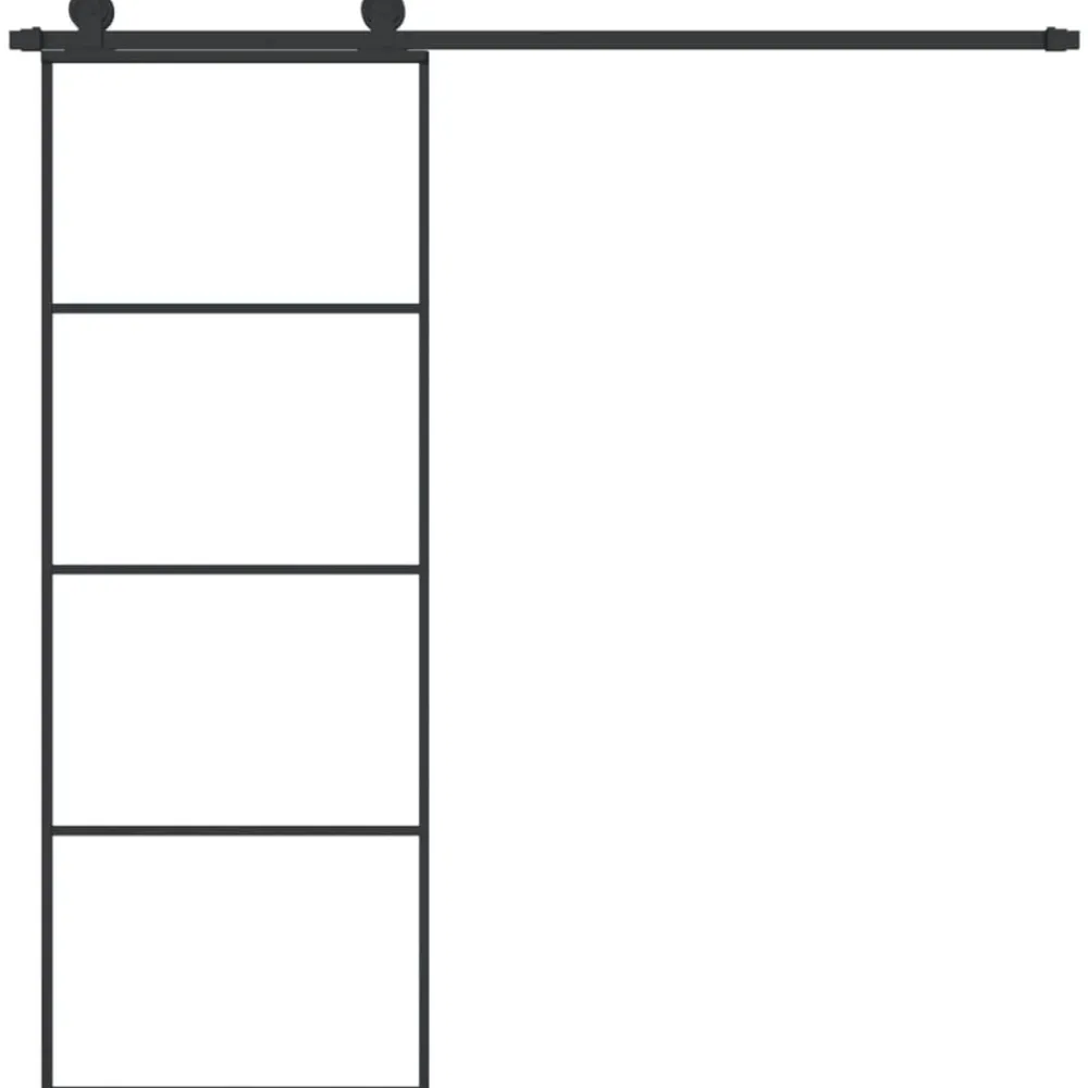 Schuifdeur met beslag 76x205 cm ESG-glas en aluminium>vidaXL New