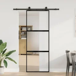 Schuifdeur met beslag 76x205 cm gehard glas en aluminium>vidaXL Sale