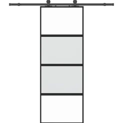 Bouwmaterialen*vidaXL Schuifdeur met beslagset 76x205 cm gehard glas zwart
