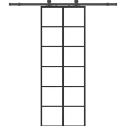 Bouwmaterialen*vidaXL Schuifdeur met beslagset 76x205 cm ESG glas zwart