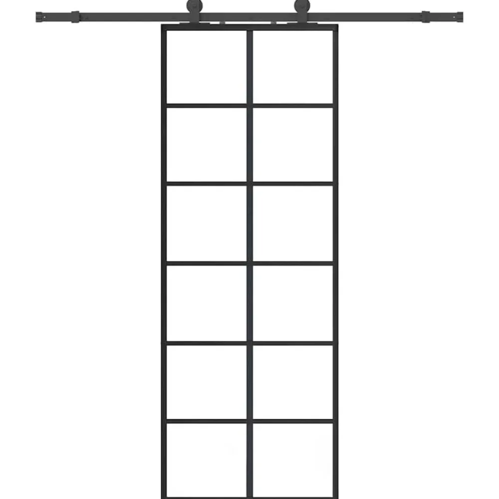 Bouwmaterialen*vidaXL Schuifdeur met beslagset 76x205 cm ESG glas zwart