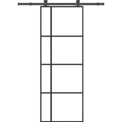 Bouwmaterialen*vidaXL Schuifdeur met beslag 76x205 cm ESG-glas en aluminium