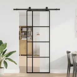 Bouwmaterialen*vidaXL Schuifdeur met beslag 76x205 cm ESG-glas en aluminium