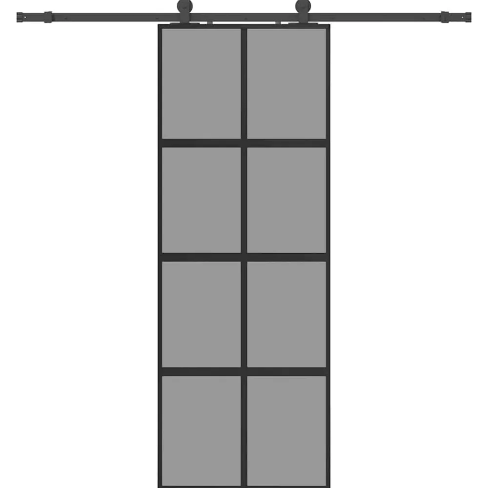 Schuifdeur met beslagset 76x205 cm gehard glas zwart>vidaXL Clearance