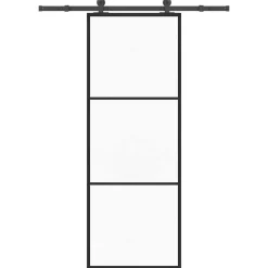 Schuifdeur met beslag 76x205 cm ESG-glas en aluminium>vidaXL Clearance