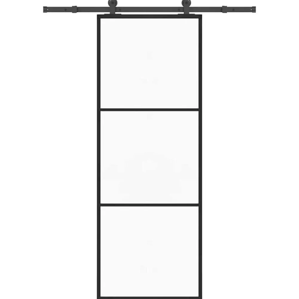 Schuifdeur met beslag 76x205 cm ESG-glas en aluminium>vidaXL Clearance