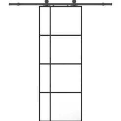 Bouwmaterialen*vidaXL Schuifdeur met beslagset 76x205 cm ESG glas zwart