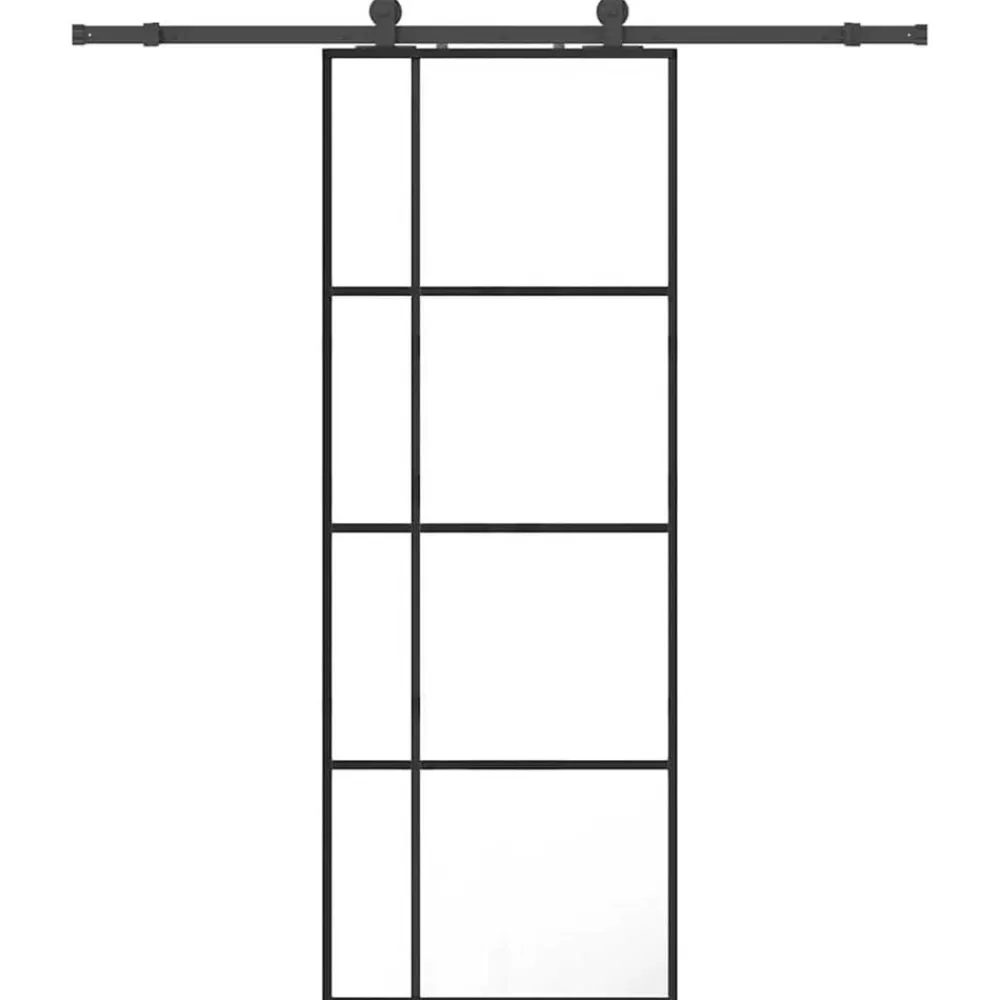 Bouwmaterialen*vidaXL Schuifdeur met beslagset 76x205 cm ESG glas zwart
