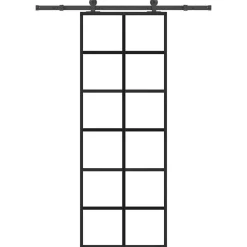Bouwmaterialen*vidaXL Schuifdeur met beslag 76x205 cm ESG-glas en aluminium