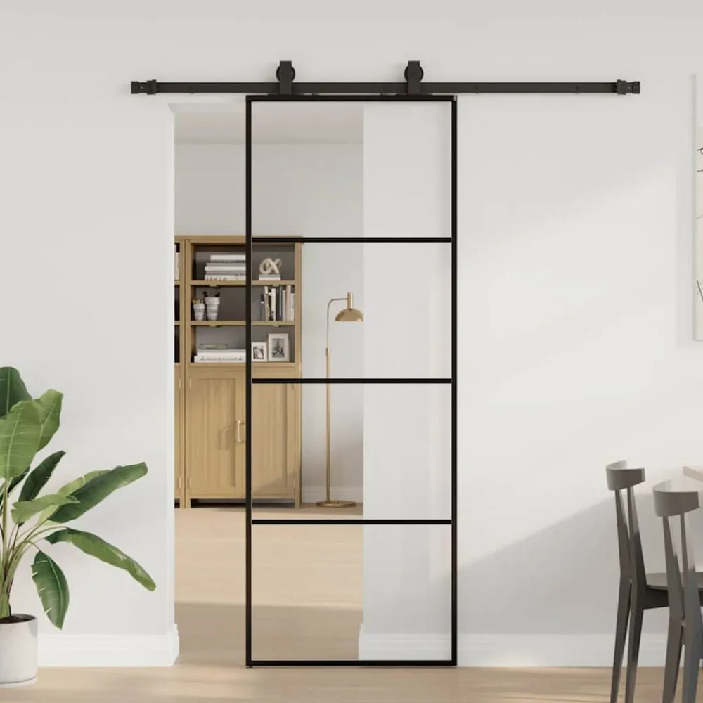 Schuifdeur met beslagset 76x205 cm ESG glas>vidaXL Discount