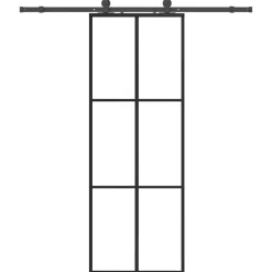 Schuifdeur met beslagset 76x205 cm ESG glas zwart>vidaXL Sale