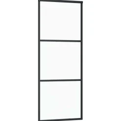 Bouwmaterialen*vidaXL Schuifdeur 3-panelen 76x205 cm ESG-glas en aluminium zwart